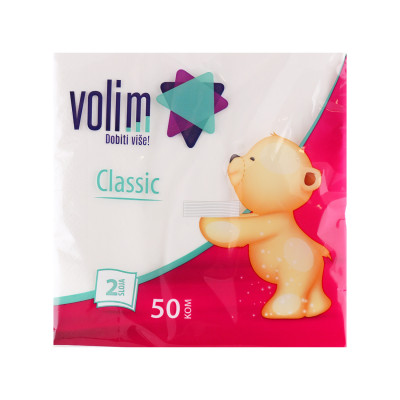 Salvete dvoslojne 33x33 bijele 50 komada Volim