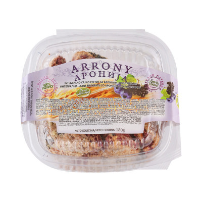 Arrony integralno čajno pecivo sa aronijom i borovnicom 180 g Zrno zdravlja