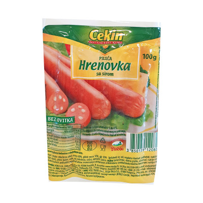 Pileća hrenovka sa sirom 100 g Cekin