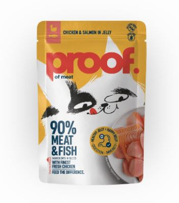 Hrana za mačke piletina i losos u želeu 85g Proof