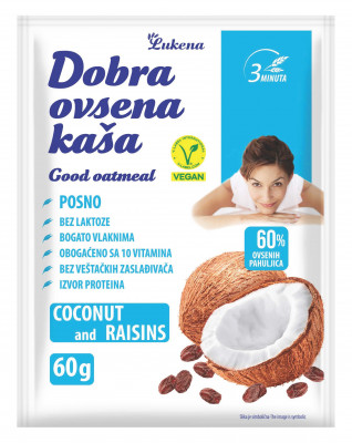 Dobra ovsena kaša kokos i suvo grižđe 60g