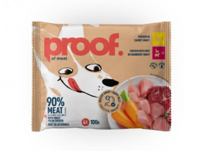 Hrana za pse piletina govedina u sosu od brus. 4x100g Proof