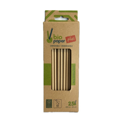 Papirne slamčice braon 200x6mm 25kom Micropack